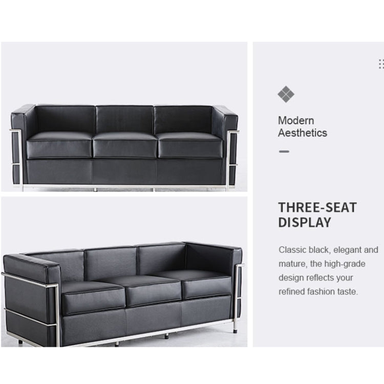 [UK Warehouse] SF203A Stainless Steel Frame PU Leather Sofa Living Room Lounge Sofa Three-seat Sofa
