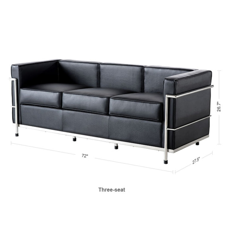 [UK Warehouse] SF203A Stainless Steel Frame PU Leather Sofa Living Room Lounge Sofa Three-seat Sofa