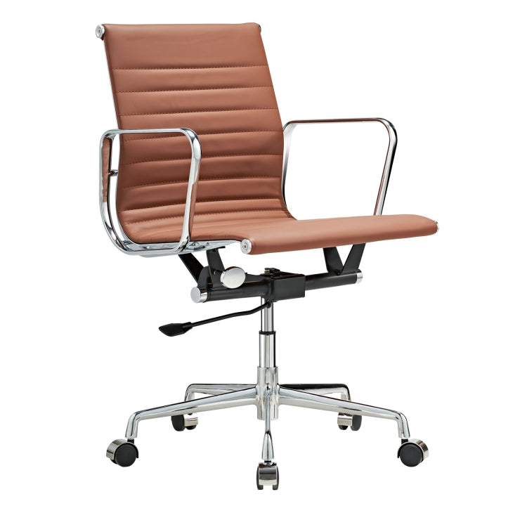 [US Warehouse] HJ203B Hyperboloid Design Rotatable Lifting Adjustable Office Chairs PU Leather Recliner with Armrests, Size: (90-100) x 63 x 59cm(Coffee)
