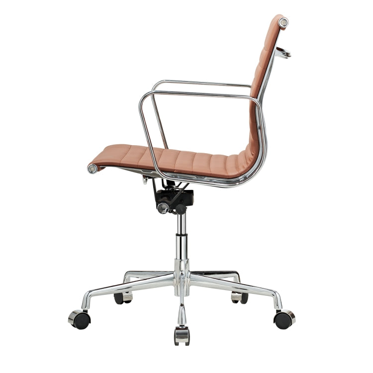[US Warehouse] HJ203B Hyperboloid Design Rotatable Lifting Adjustable Office Chairs PU Leather Recliner with Armrests, Size: (90-100) x 63 x 59cm(Coffee)