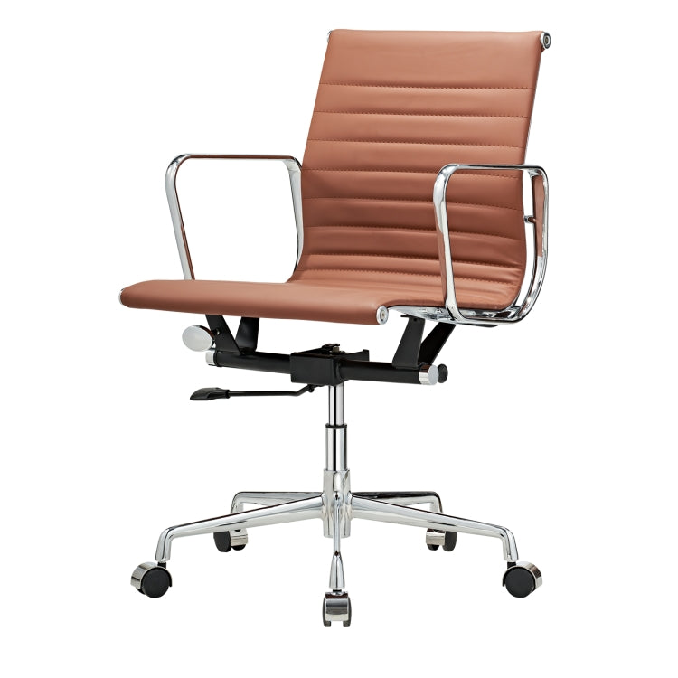 [US Warehouse] HJ203B Hyperboloid Design Rotatable Lifting Adjustable Office Chairs PU Leather Recliner with Armrests, Size: (90-100) x 63 x 59cm(Coffee)