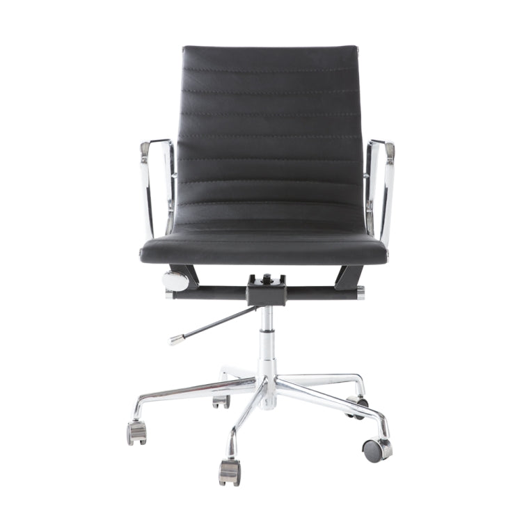 [US Warehouse] HJ202B Hyperboloid Design Rotatable Lifting Adjustable Office Chairs PU Leather Recliner with Armrests, Size: (90-100) x 63 x 59cm(Black)