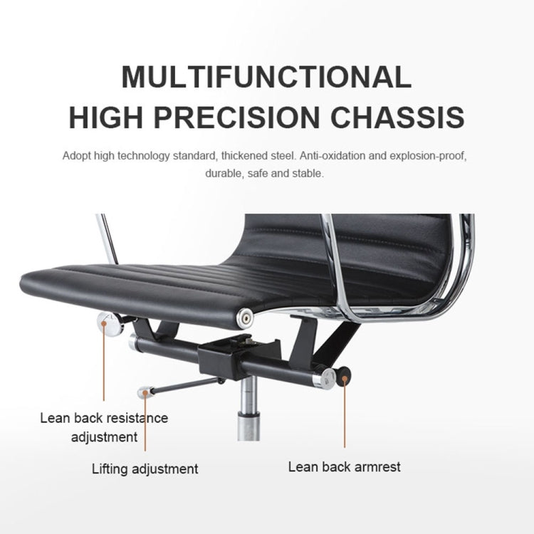 [US Warehouse] HJ202B Hyperboloid Design Rotatable Lifting Adjustable Office Chairs PU Leather Recliner with Armrests, Size: (90-100) x 63 x 59cm(Black)