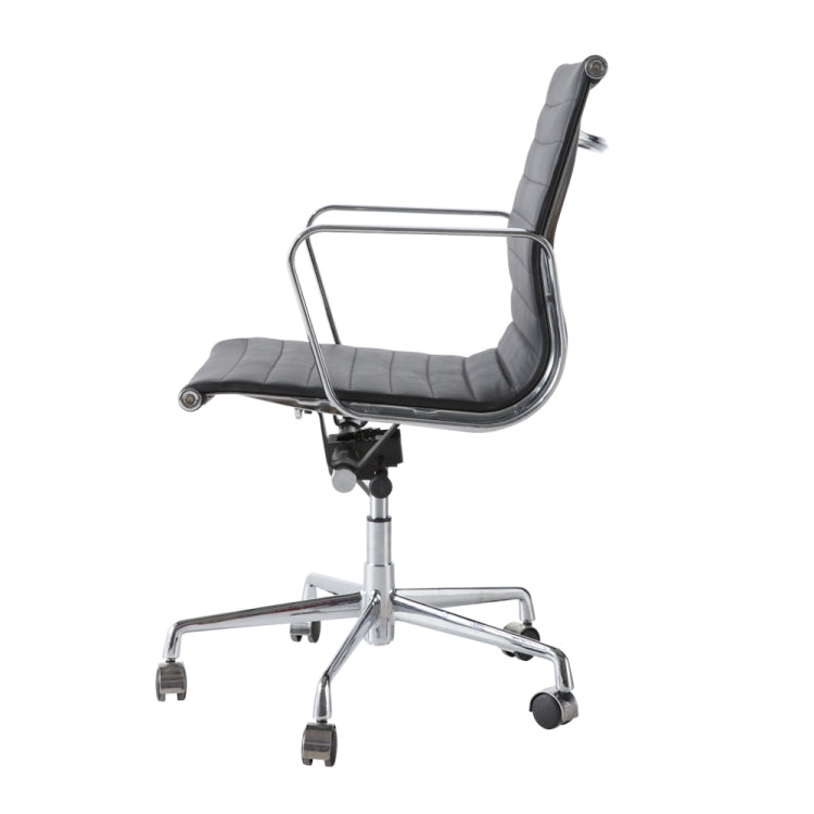 [US Warehouse] HJ202B Hyperboloid Design Rotatable Lifting Adjustable Office Chairs PU Leather Recliner with Armrests, Size: (90-100) x 63 x 59cm(Black)