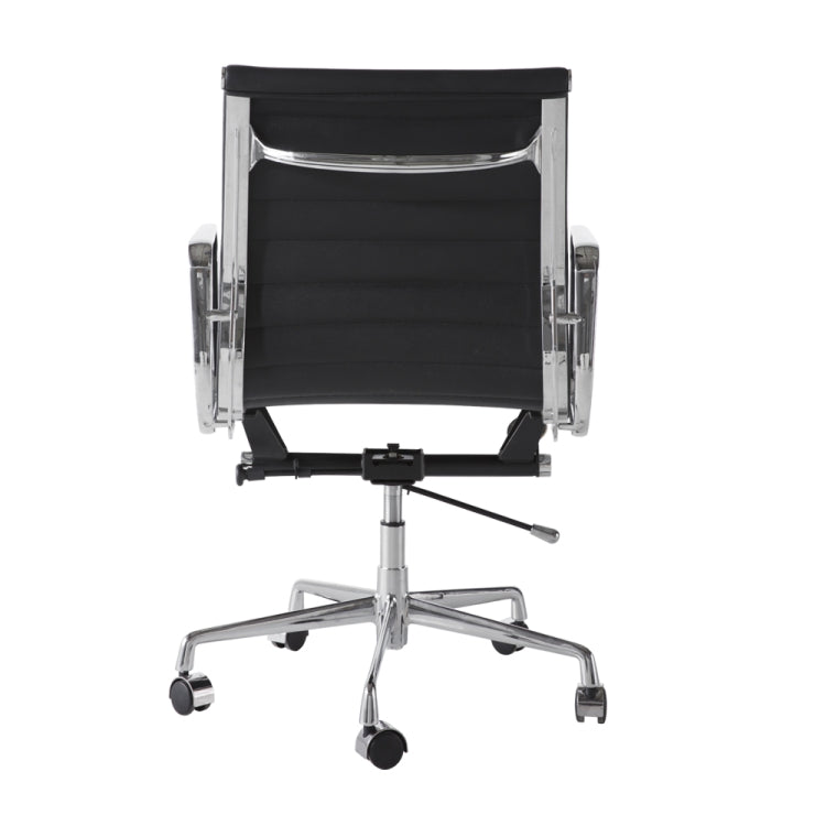 [US Warehouse] HJ202B Hyperboloid Design Rotatable Lifting Adjustable Office Chairs PU Leather Recliner with Armrests, Size: (90-100) x 63 x 59cm(Black)
