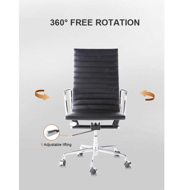 [US Warehouse] HJ202B Hyperboloid Design Rotatable Lifting Adjustable Office Chairs PU Leather Recliner with Armrests, Size: (90-100) x 63 x 59cm(Black)