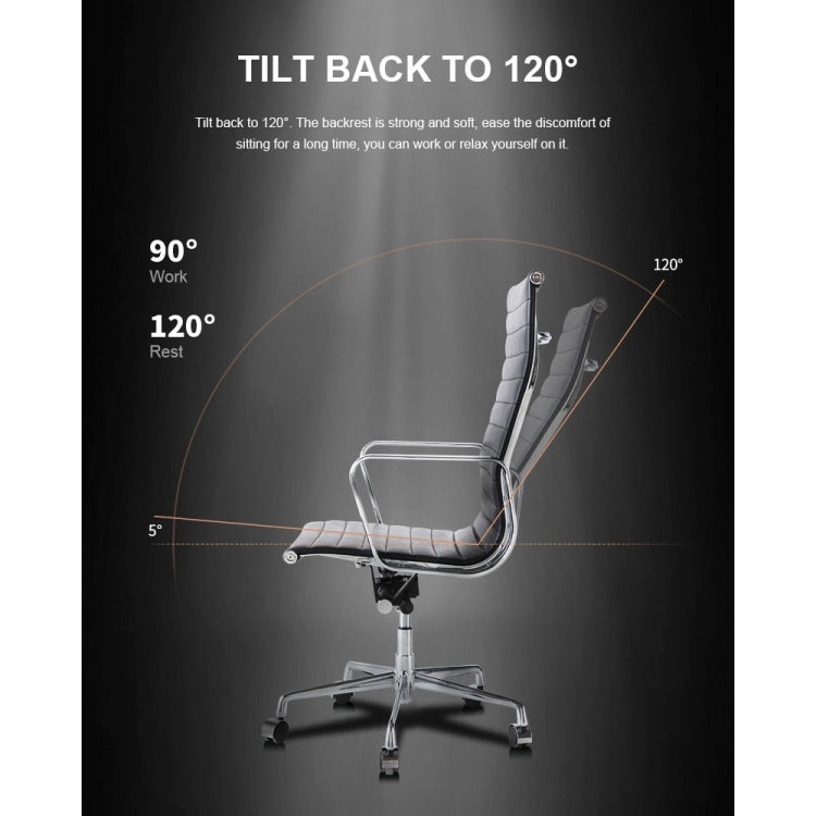 [US Warehouse] HJ202B Hyperboloid Design Rotatable Lifting Adjustable Office Chairs PU Leather Recliner with Armrests, Size: (90-100) x 63 x 59cm(Black)