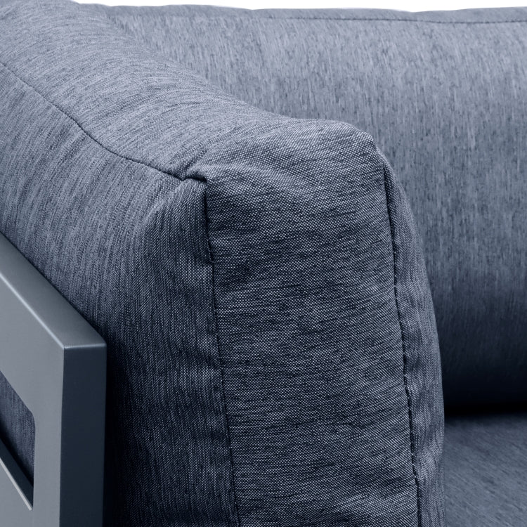 [US Warehouse] HW010A Stainless Steel Frame Fabric Soft Cushion Leisure Sofa L-shaped Sofa