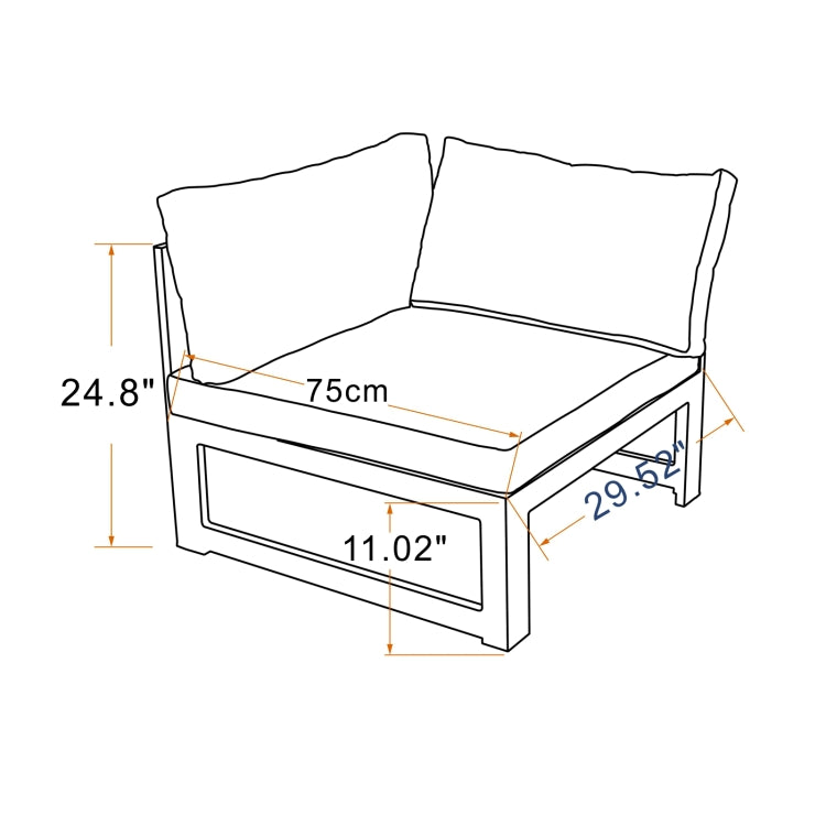 [US Warehouse] HW010A Stainless Steel Frame Fabric Soft Cushion Leisure Sofa L-shaped Sofa