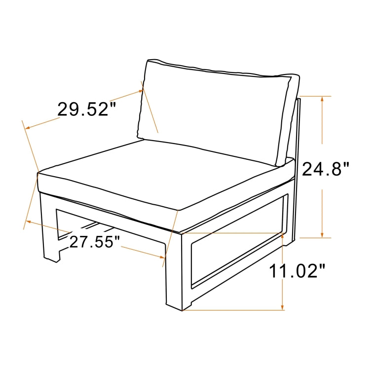 [US Warehouse] HW010B Stainless Steel Frame Fabric Soft Cushion Leisure Sofa without Armrest