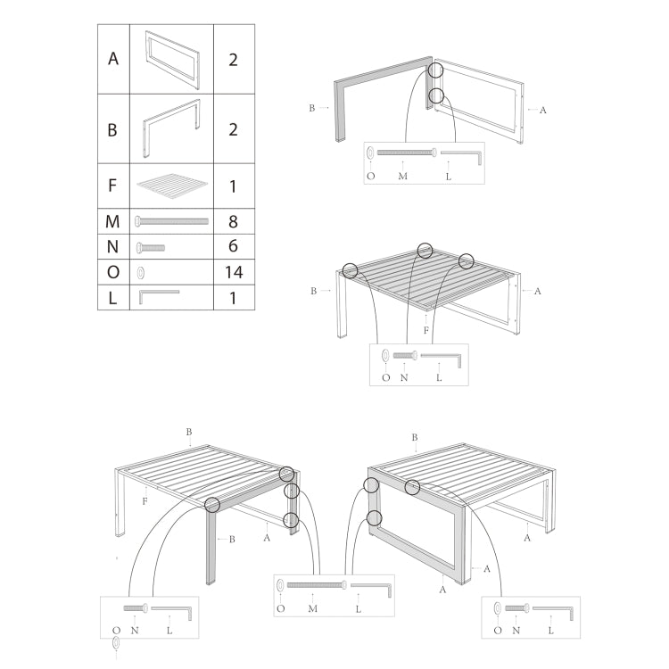 [US Warehouse] HW010F Stainless Steel Bar Square Coffee Table Simple Tea Table