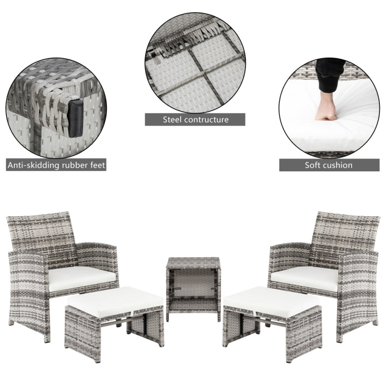 [US Warehouse] 5 PCS Weaving Rattan Gradient Combination Sofa