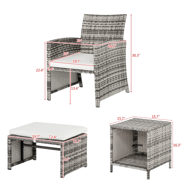 [US Warehouse] 5 PCS Weaving Rattan Gradient Combination Sofa