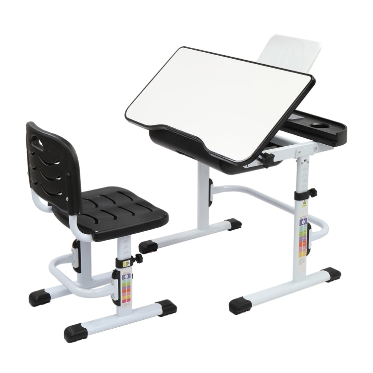 [US Warehouse] 70cm Hand-cranked Lifting Top Can Tilt Children Learning Table And Chairs with Reading Stand