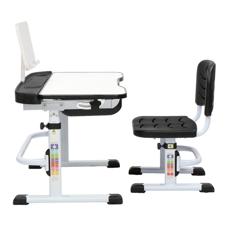 [US Warehouse] 70cm Hand-cranked Lifting Top Can Tilt Children Learning Table And Chairs with Reading Stand