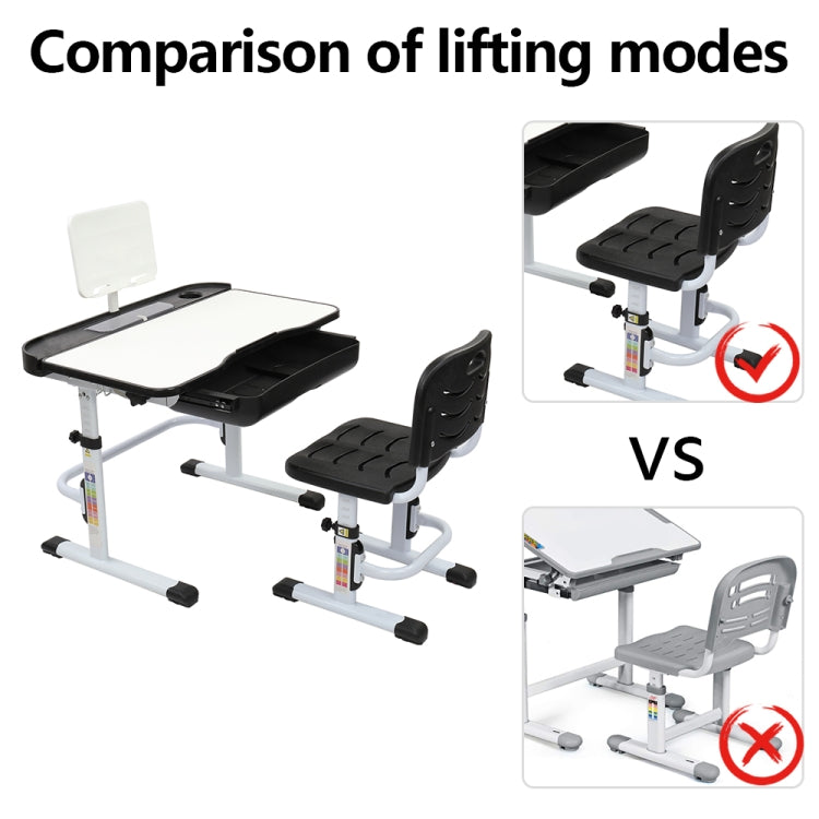 [US Warehouse] 70cm Hand-cranked Lifting Top Can Tilt Children Learning Table And Chairs with Reading Stand