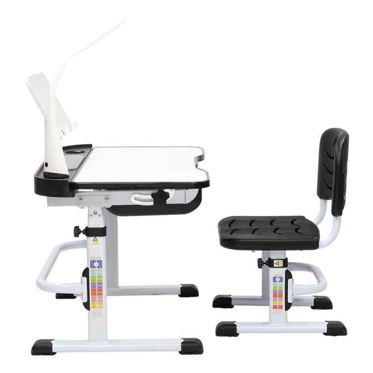 [US Warehouse] 70cm Hand-cranked Lifting Top Can Tilt Children Learning Table And Chairs with Reading Stand & USB Interface Desk Lamp