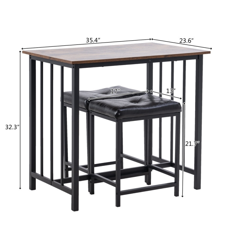 [US Warehouse] 3 PCS Wooden Dining Table Set, Size: 90x60x82cm