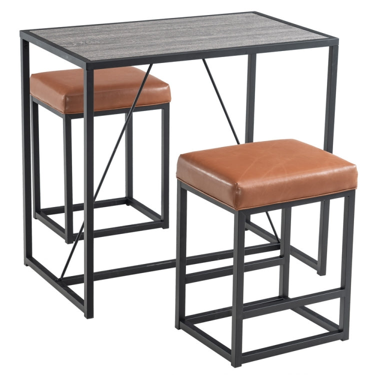 [US Warehouse] 3 PCS PU Dining Table Set, Size: 96x58x88cm