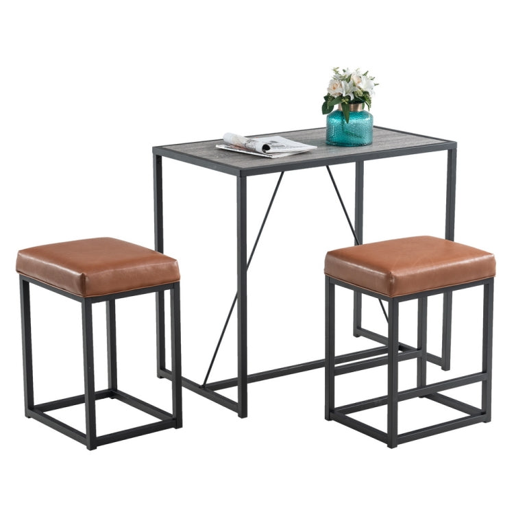 [US Warehouse] 3 PCS PU Dining Table Set, Size: 96x58x88cm