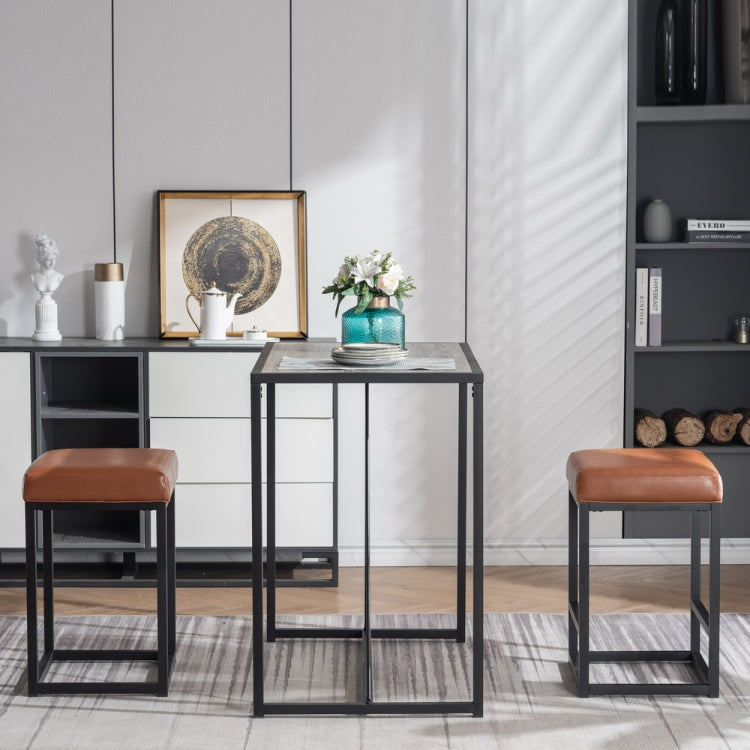 [US Warehouse] 3 PCS PU Dining Table Set, Size: 96x58x88cm