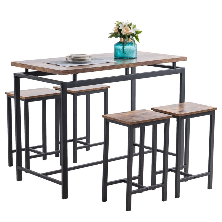 [US Warehouse] 5 in 1 Wooden Dining Table Set, Size: 120x60x89cm