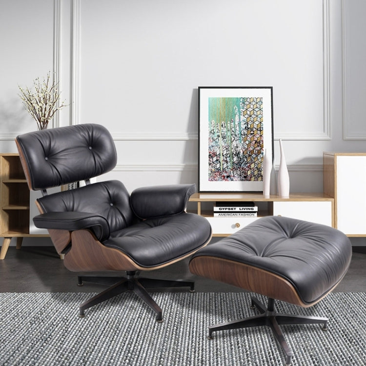 [UK Warehouse] TY-303 Walnut Study Chairs Nordic Full-grain Leather Sofa Chairs Recliner