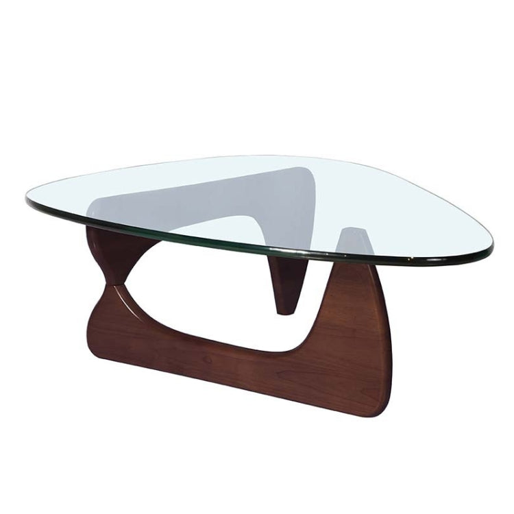 [UK Warehouse] TY-110-12D Nordic Coffee Table Triangle Solid Wood Tempered Glass Coffee Table (Dark Walnut)
