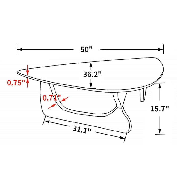 [UK Warehouse] TY-110-12D Nordic Coffee Table Triangle Solid Wood Tempered Glass Coffee Table (Dark Walnut)
