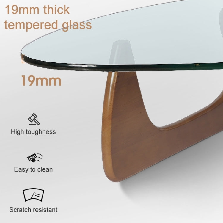 [UK Warehouse] TY-110-12D Nordic Coffee Table Triangle Solid Wood Tempered Glass Coffee Table (Dark Walnut)