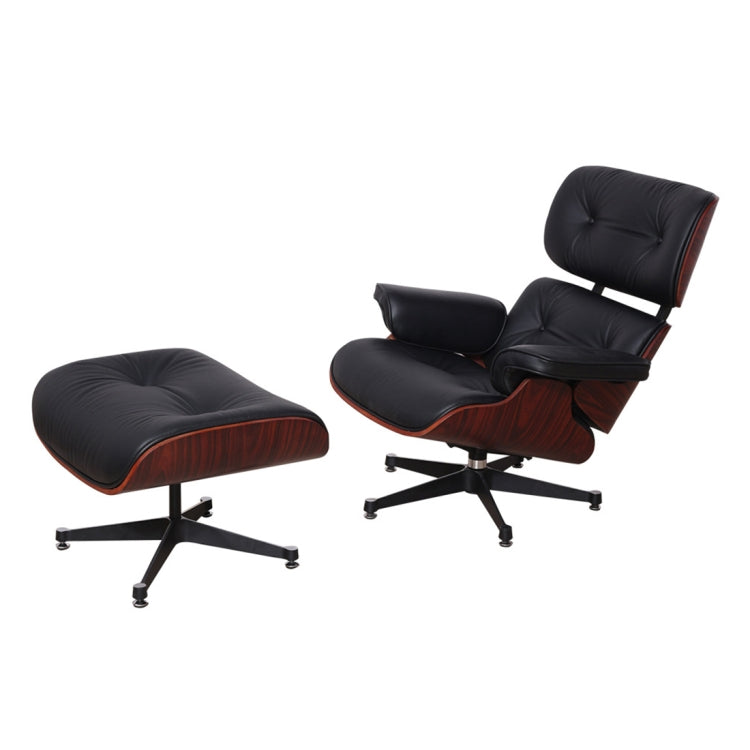 [UK Warehouse] TY-302 Simple Modern Leisure Full-grain Leather Lounge Chairs Dark Rosewood Wood Frame Office Chairs