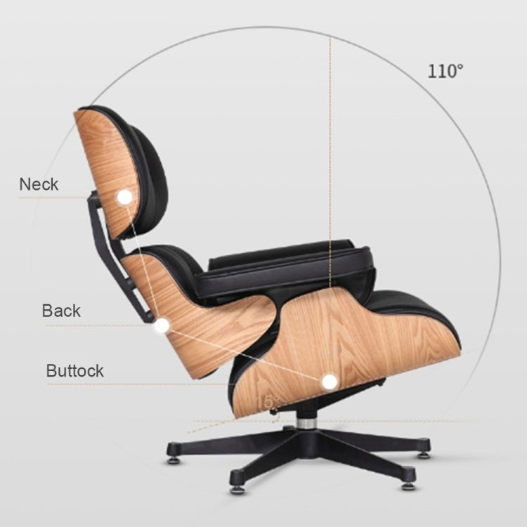 [UK Warehouse] TY-302 Simple Modern Leisure Full-grain Leather Lounge Chairs Dark Rosewood Wood Frame Office Chairs