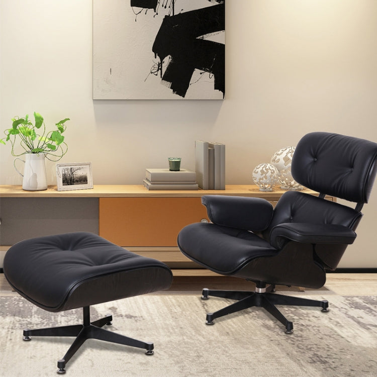 [UK Warehouse] TY-311 Simple Modern Leisure Full-grain Leather Lounge Chairs Full Blackboard Wood Frame Office Chairs