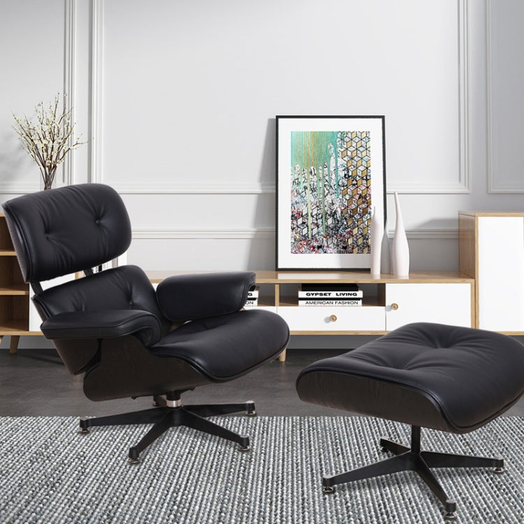 [UK Warehouse] TY-311 Simple Modern Leisure Full-grain Leather Lounge Chairs Full Blackboard Wood Frame Office Chairs