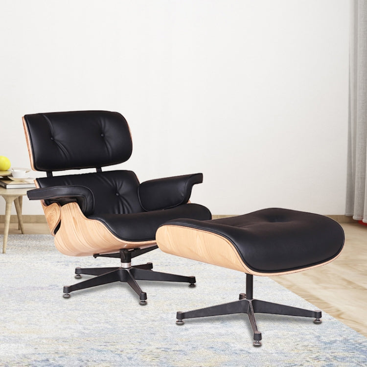 [UK Warehouse] TY-315 Simple Modern Leisure Full-grain Leather Lounge Chairs Fraxinus Mandshurica Wood Frame Office Chairs