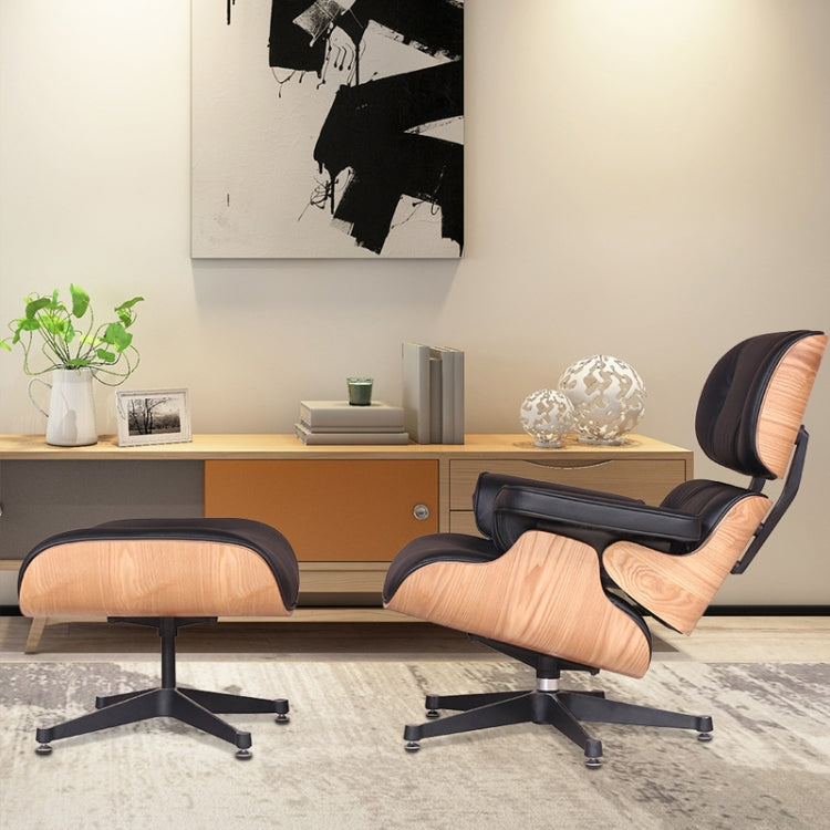 [UK Warehouse] TY-315 Simple Modern Leisure Full-grain Leather Lounge Chairs Fraxinus Mandshurica Wood Frame Office Chairs