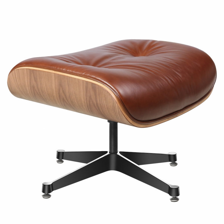 [UK Warehouse] TY-318 Simple Modern Leisure Full-grain Leather Lounge Chairs Light Walnut Wood Frame Office Chairs(Light Brown)