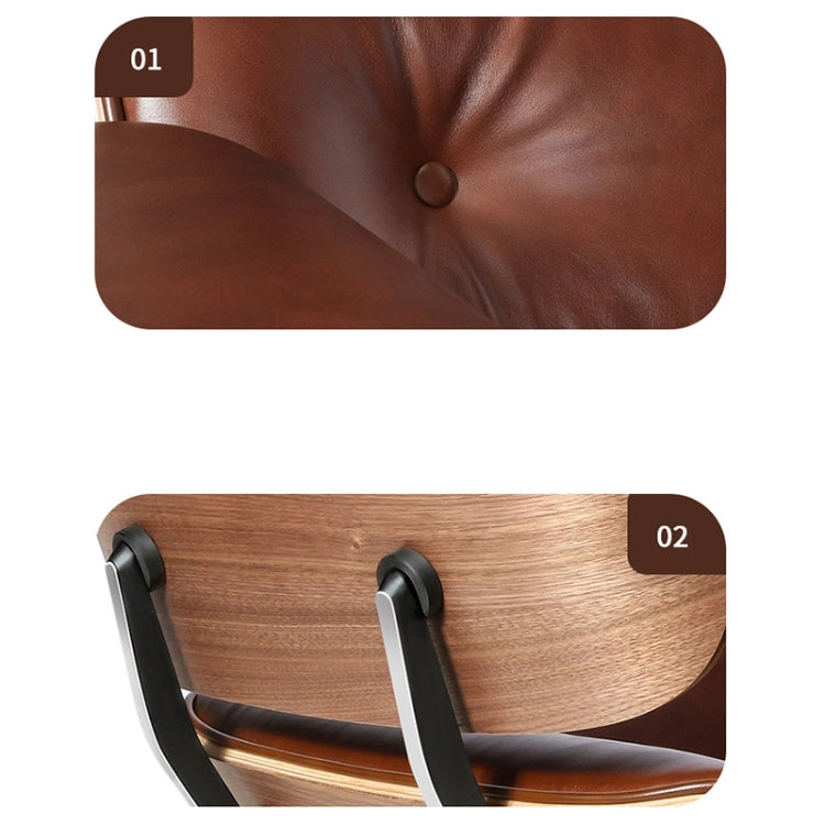 [UK Warehouse] TY-318 Simple Modern Leisure Full-grain Leather Lounge Chairs Light Walnut Wood Frame Office Chairs(Light Brown)