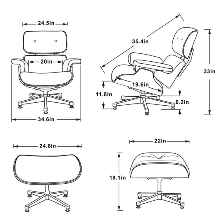 [UK Warehouse] TY-318 Simple Modern Leisure Full-grain Leather Lounge Chairs Light Walnut Wood Frame Office Chairs(Light Brown)