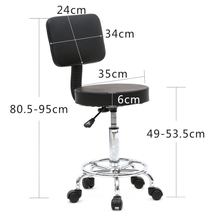 [US Warehouse] Round Shape Adjustable Salon Stool with Back(Black)