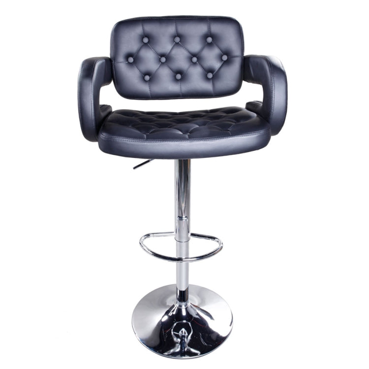 [US Warehouse] 2 PCS Adjustable Square Backrest Button Design Bar Stools with Disk Armrest(Black)
