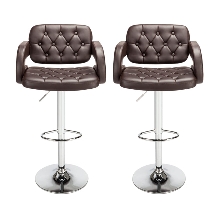 [US Warehouse] 2 PCS Adjustable Square Backrest Button Design Bar Stools with Disk Armrest(Coffee)