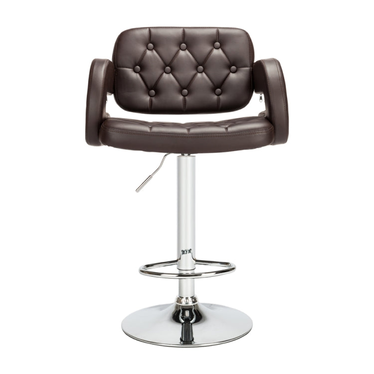 [US Warehouse] 2 PCS Adjustable Square Backrest Button Design Bar Stools with Disk Armrest(Coffee)