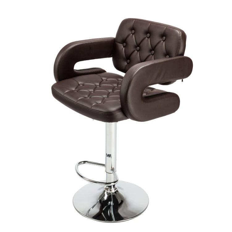 [US Warehouse] 2 PCS Adjustable Square Backrest Button Design Bar Stools with Disk Armrest(Coffee)