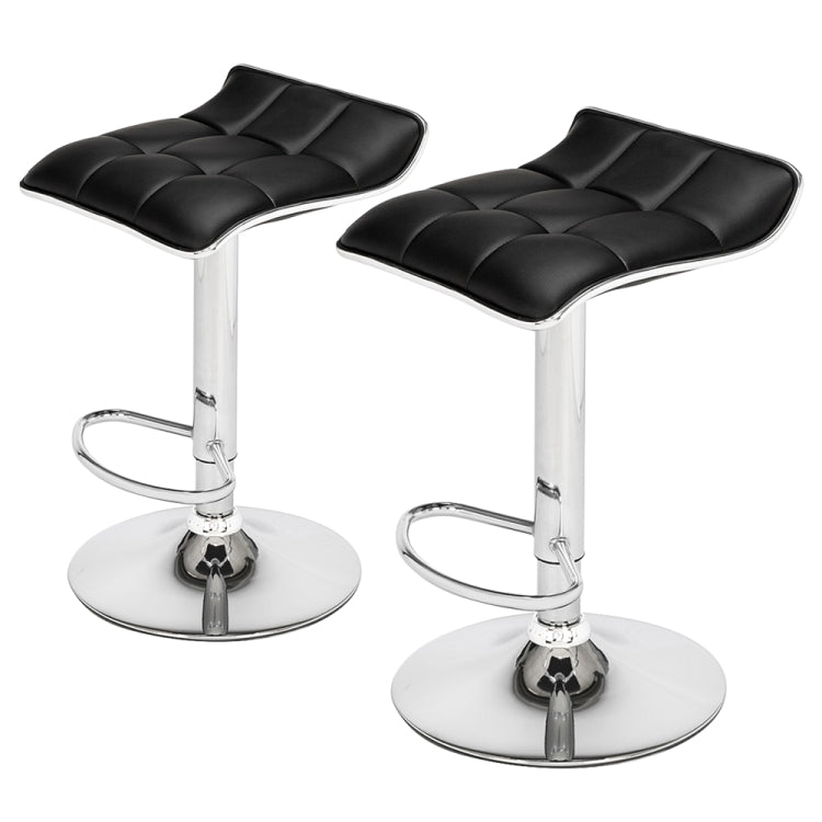 [US Warehouse] 2 PCS PU Fabric Square Board Curved Foot Bar Stools(Black)