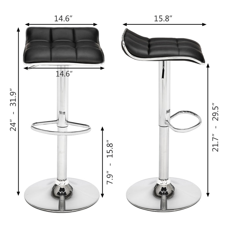 [US Warehouse] 2 PCS PU Fabric Square Board Curved Foot Bar Stools(Black)