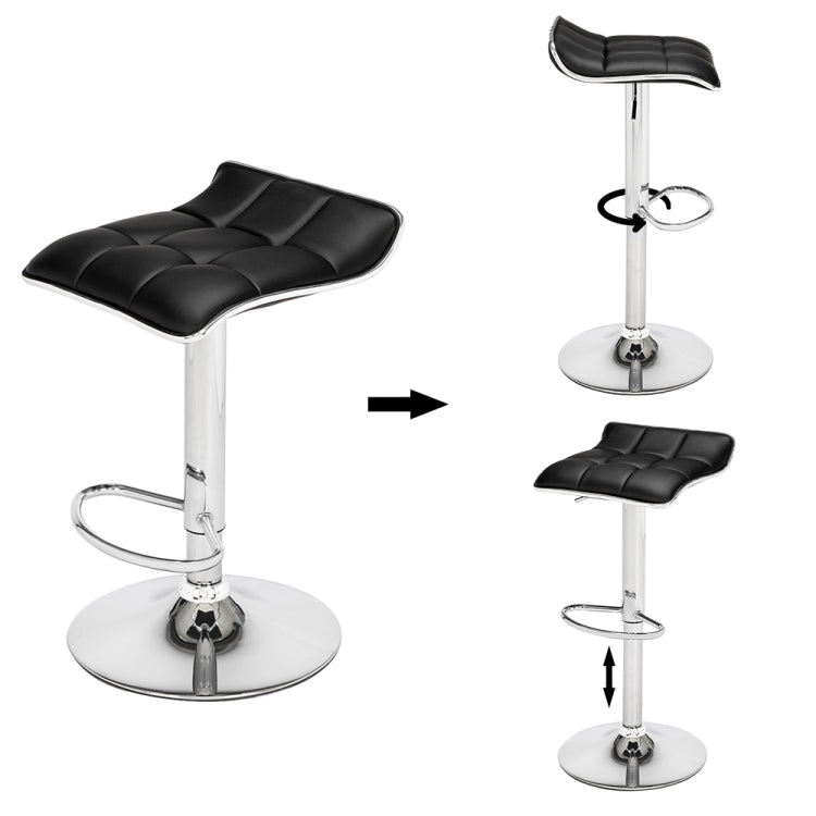 [US Warehouse] 2 PCS PU Fabric Square Board Curved Foot Bar Stools(Black)