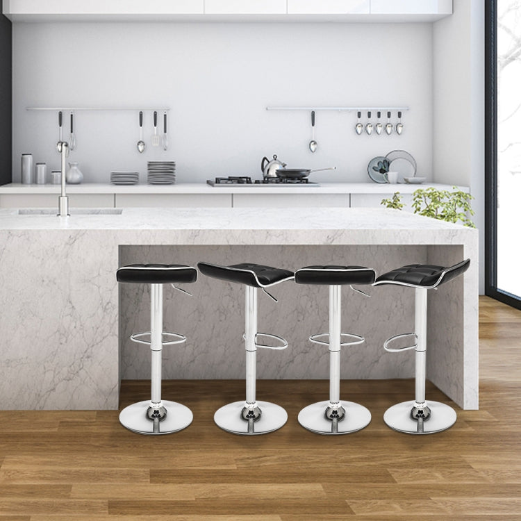 [US Warehouse] 2 PCS PU Fabric Square Board Curved Foot Bar Stools(Black)
