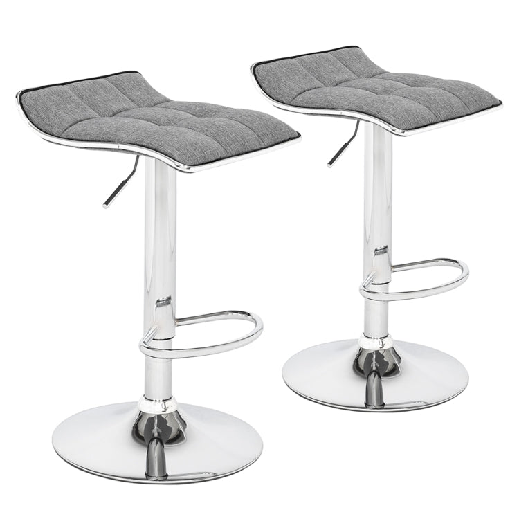 [US Warehouse] 2 PCS Cotton and Linen Fabric Soft-Packed Square Board Curved Foot Bar Stools(Dark Gray)