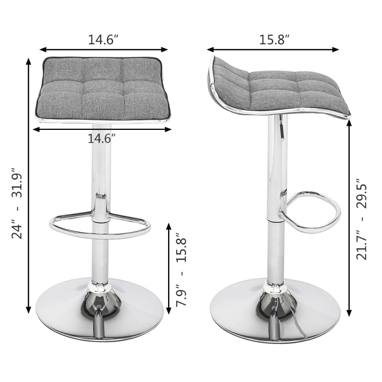 [US Warehouse] 2 PCS Cotton and Linen Fabric Soft-Packed Square Board Curved Foot Bar Stools(Dark Gray)